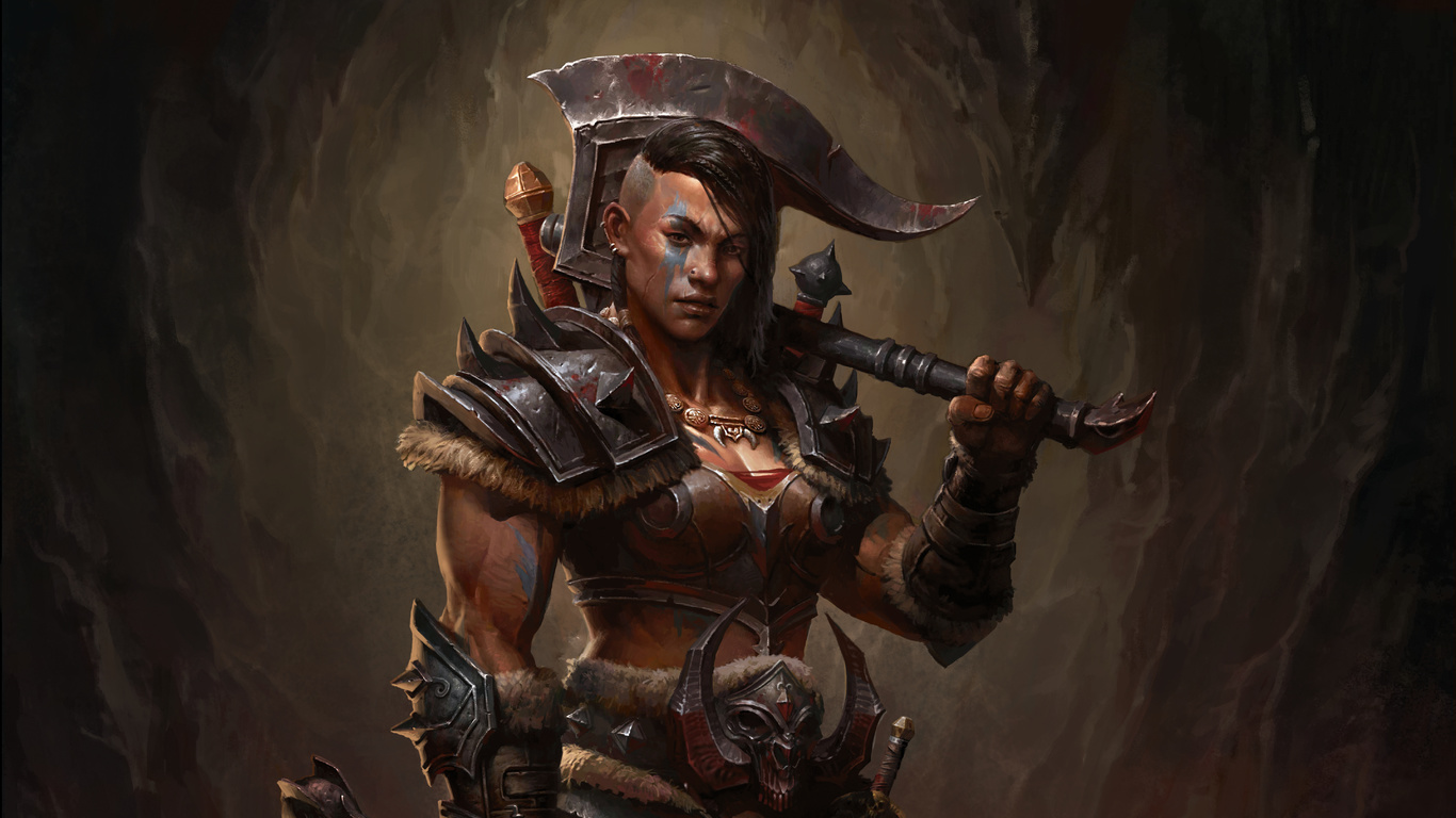 diablo immortal, massively multiplayer online action role playing video game, barbarian female