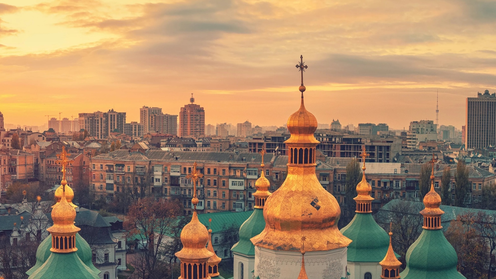 sunset, st sophia cathedral, kyiv, ukraine