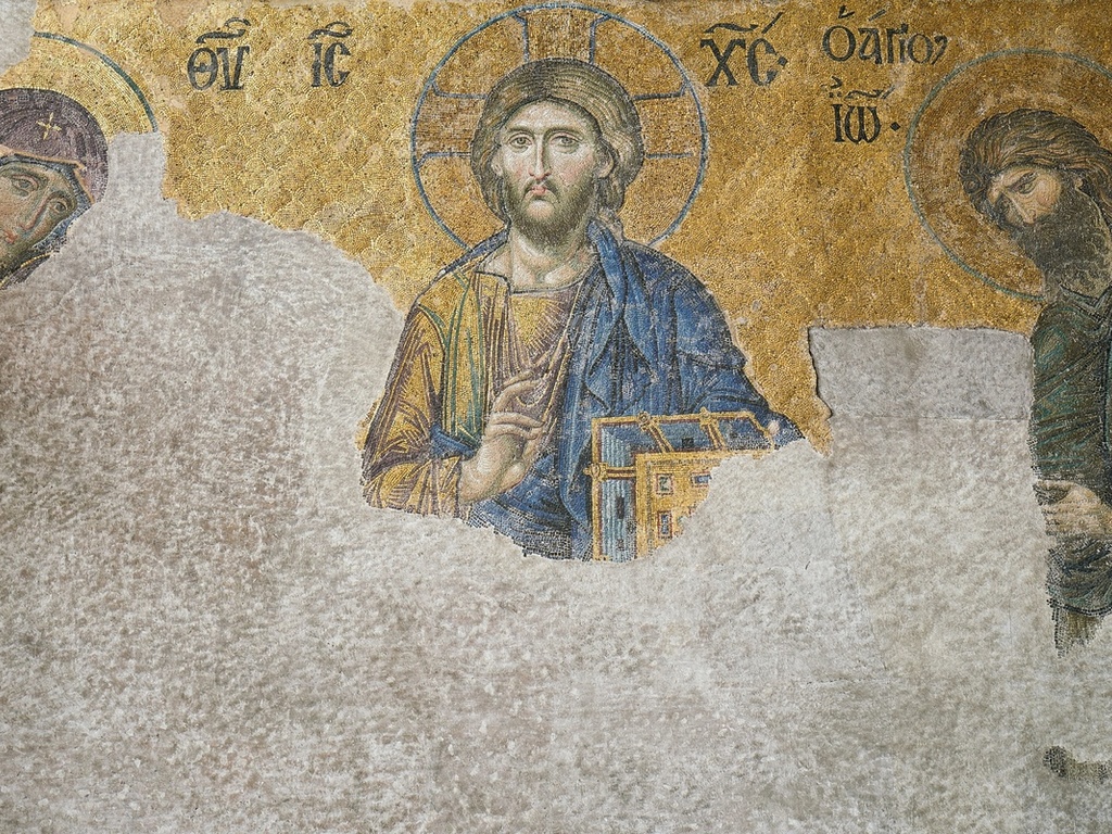 mosaic, 13th century, hagia sophia, istanbul, turkey