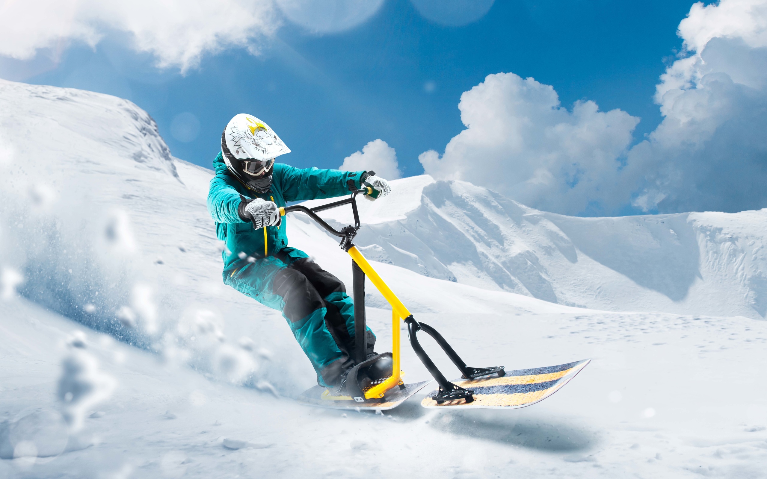 alpine ski resort, snow biking, speed