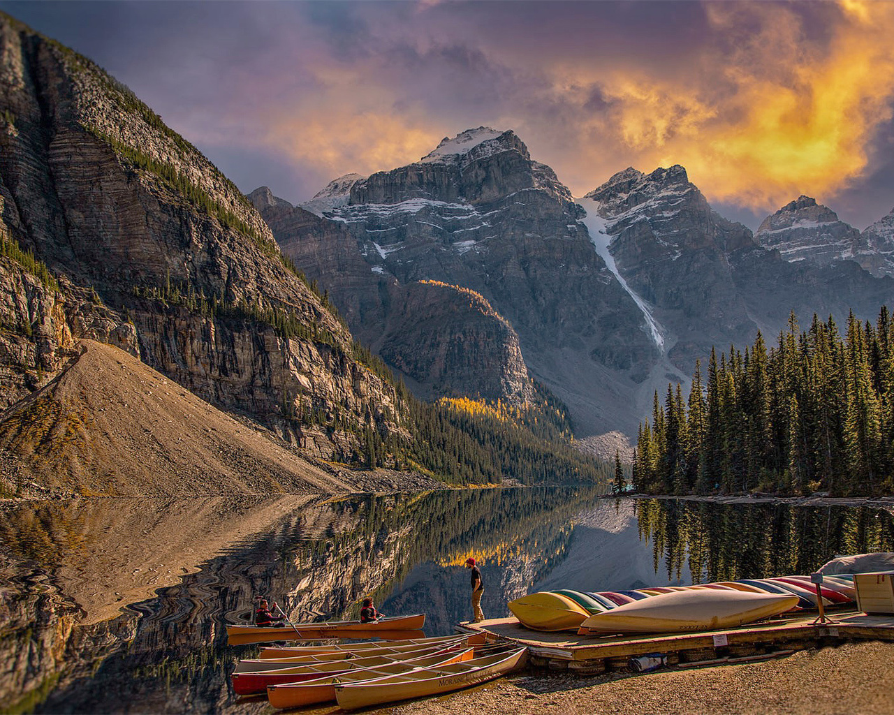 natureza, lago, paisagem, floresta, canada